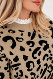 Leopard Ribbed Cuffed Sweater