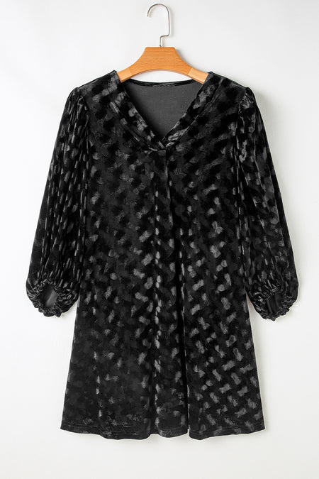 Ballon Sleeve Velvet Mini Dress