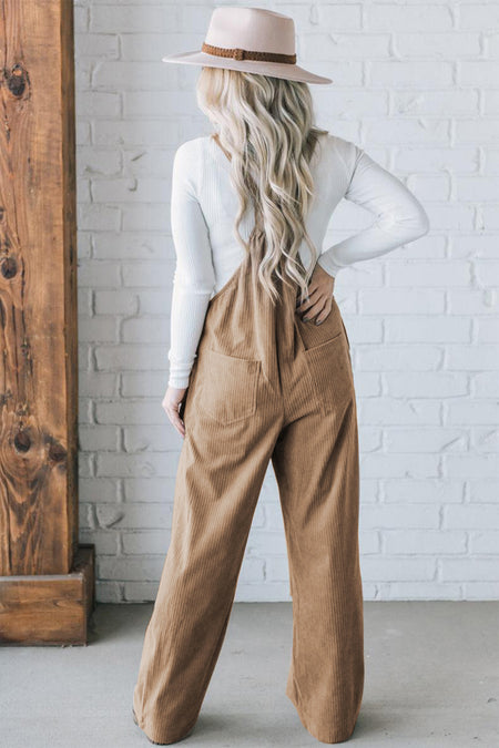 Pocketed Loose Fit Corduroy Overall