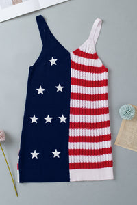 Stars and Stripes Flag Pattern Knitted Tank