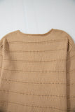 Boat Neck Drop Shoulder Pointelle Knit Sweater