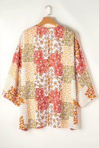 Boho Patchwork Floral Open Front Kimono