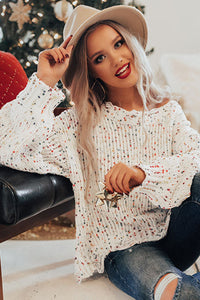 Confetti Distressed Knit Sweater