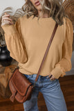 Textured Patchwork Round Neck Sweatshirt