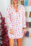 Christmas Twinkle Tree Print Shirt Sleep Dress