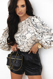 Balloon Sleeve Crew Neck Blouse