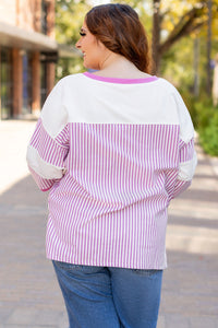 Stripe Patchwork Bracelet Sleeve Plus Size T Shirt