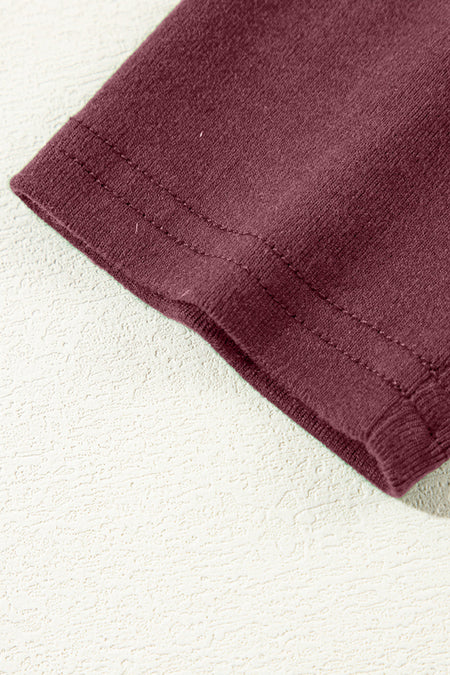 Solid Exposed Seam Crew Neck Long Sleeve Top