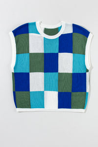 Color Block Cap Sleeve Sweater
