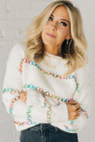 Colorful Crossed Stitch Drop Shoulder Sweater