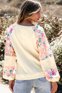 Floral Patchwork Balloon Sleeve Blouse