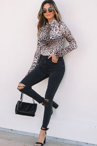 Leopard Mesh Long Sleeve Bodysuit