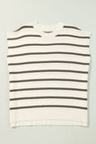 Stripe Side Slits Crewneck Sweater Tee