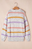 Colorblock Confetti Stripe Lantern Sleeve Sweater