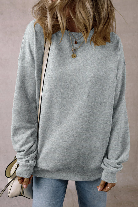 Fleece Lined Crew Neck Casual Sweatshirt