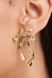 Gold Bow Knot Plated Alloy Stud Earrings