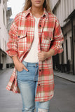 Plaid Flap Pocket Long Sleeve Shacket