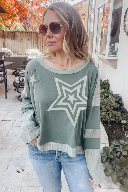 Stars Patchwork Round Neck Plus Size T Shirt