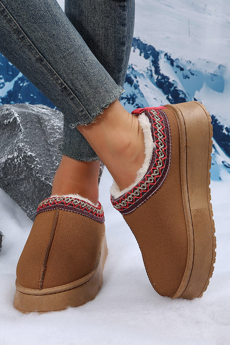 Contrast Print Plush Lined Snow Boots