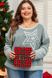 Stars Patchwork Round Neck Plus Size T Shirt