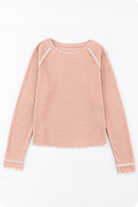 Textured Round Neck Long Sleeve Top