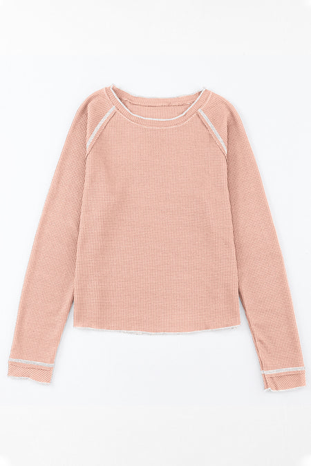 Textured Round Neck Long Sleeve Top