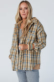 Waffle Knit Patchwork Hooded Plaid Shacket