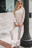 Oversize Slit Sweatshirt Ribbed Leggings Set