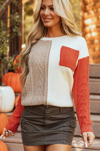 Colorblock Patchwork Drop Shoulder Sweater