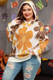 Knitted Drawstring Hooded Plus Size Sweater