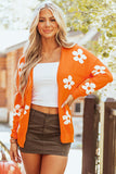 Floral Knitted Open Front Loose Cardigan