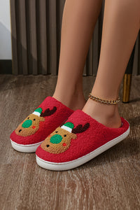 Reindeer Pattern Thick Sole Plush Slippers