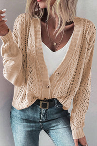 Open Knit Drop Shoulder Sweater Cardigan