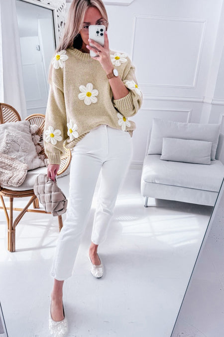 Floral Crochet Chunky Knit Sweater