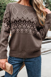 Western Crew Neck Knitted Sweater