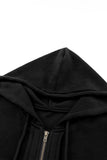 Flap Pocket Drawstring Hood Zip Up Jacket