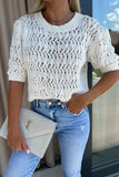 Hollow-out Textured Half Sleeve Sweater
