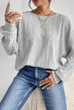 Textured Crossover Backless Knit Long Sleeve Top