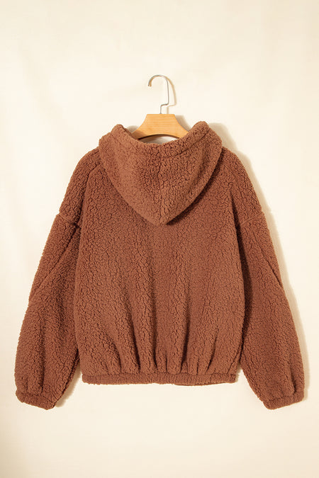 Zip Up Hooded Sherpa Jacket