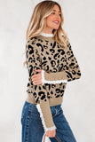 Leopard Ribbed Cuffed Sweater