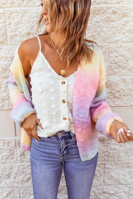 Ombre Tie-dye Drop Shoulder Cardigan