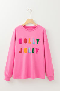 Chenille Holly Jolly Graphic Long Sleeve Top