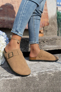 Suede Buckle Detail Slippers