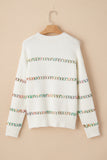 Colorful Crossed Stitch Drop Shoulder Sweater