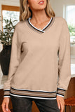 Varsity Striped V Neck Sweatshirt