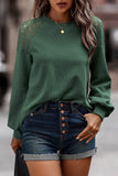 Khaki Lace Long Sleeve Textured Pullover