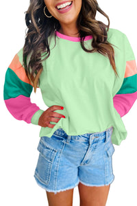 Colorblock Patchwork Long Sleeve Loose Top