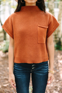 Patch Pocket Ribbed Knit Short Sleeve Sweater