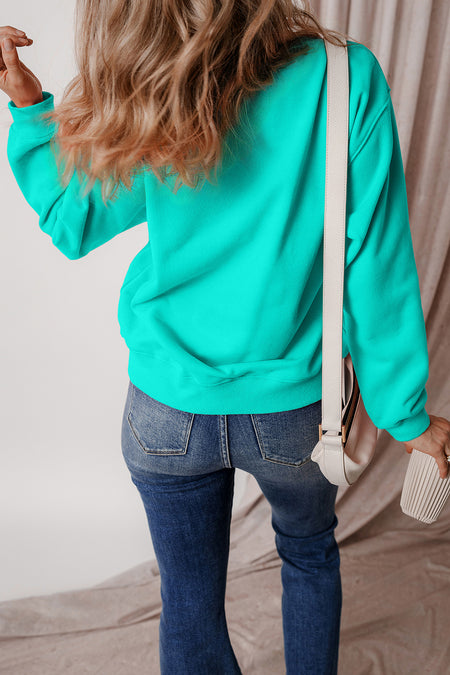 Solid Fleece Lined Drop Shoulder Terry Sweatshirt