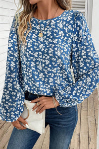 Ditsy Floral Print Lantern Sleeve Blouse